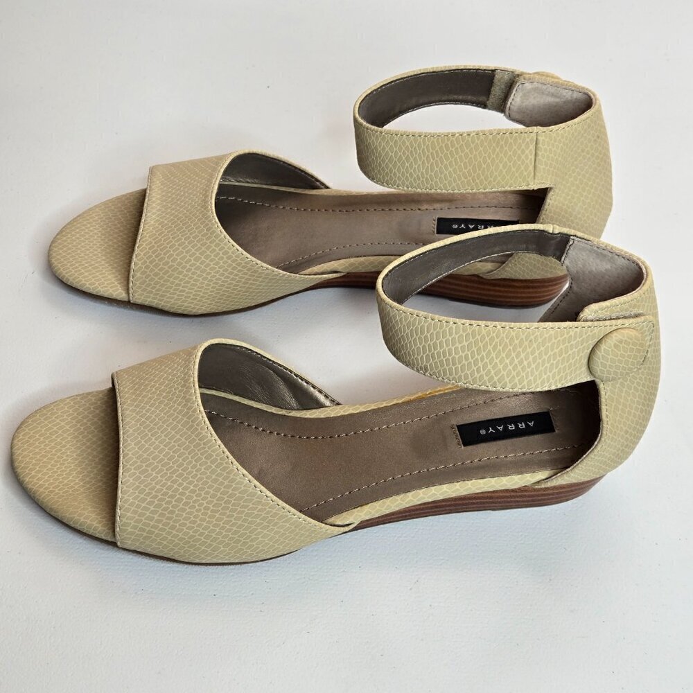 Array Havana Taupe Snake Print Ankle Strap Low Wedge Sandals Sz 9 - Picture 4 of 11
